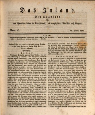 Das Inland (Deutsche Tribüne) Sonntag 16. Januar 1831