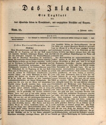 Das Inland (Deutsche Tribüne) Freitag 4. Februar 1831