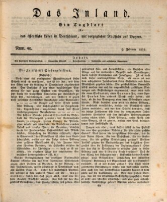 Das Inland (Deutsche Tribüne) Mittwoch 9. Februar 1831