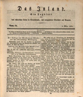 Das Inland (Deutsche Tribüne) Samstag 5. März 1831