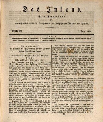 Das Inland (Deutsche Tribüne) Montag 7. März 1831