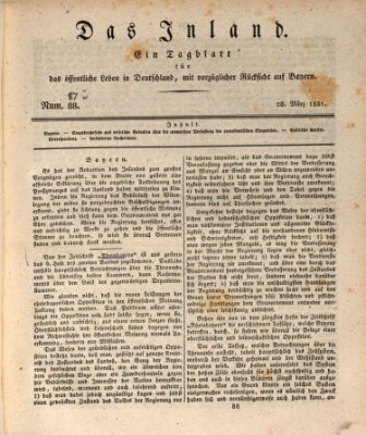 Das Inland (Deutsche Tribüne) Montag 28. März 1831