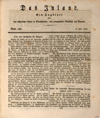 Das Inland (Deutsche Tribüne) Samstag 4. Juni 1831
