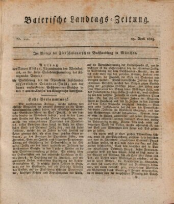 Baierische Landtags-Zeitung Donnerstag 22. April 1819