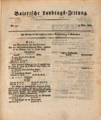 Baierische Landtags-Zeitung Samstag 3. Juli 1819