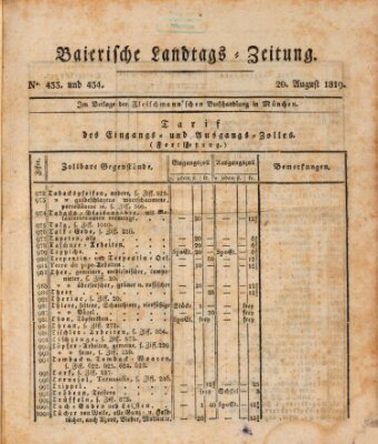 Baierische Landtags-Zeitung Freitag 20. August 1819