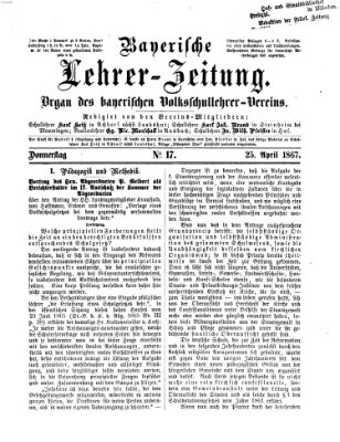 Bayerische Lehrerzeitung Donnerstag 25. April 1867