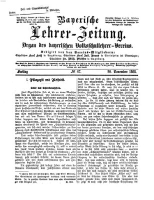 Bayerische Lehrerzeitung Freitag 20. November 1868