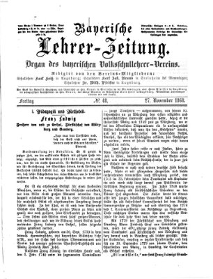 Bayerische Lehrerzeitung Freitag 27. November 1868