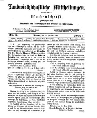 Landwirthschaftliche Mittheilungen Samstag 24. Februar 1866