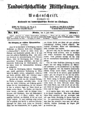 Landwirthschaftliche Mittheilungen Sonntag 8. Juli 1866