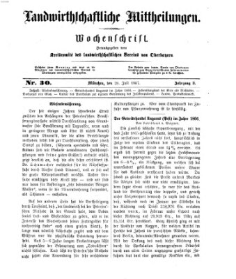 Landwirthschaftliche Mittheilungen Sonntag 28. Juli 1867