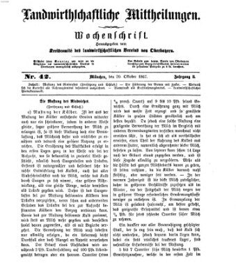 Landwirthschaftliche Mittheilungen Sonntag 20. Oktober 1867
