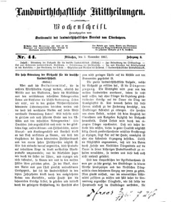 Landwirthschaftliche Mittheilungen Sonntag 3. November 1867