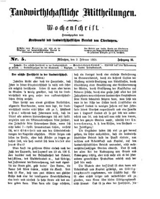 Landwirthschaftliche Mittheilungen Sonntag 2. Februar 1868