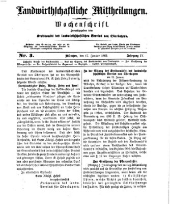 Landwirthschaftliche Mittheilungen Sonntag 17. Januar 1869