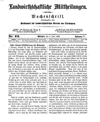 Landwirthschaftliche Mittheilungen Sonntag 6. Juni 1869