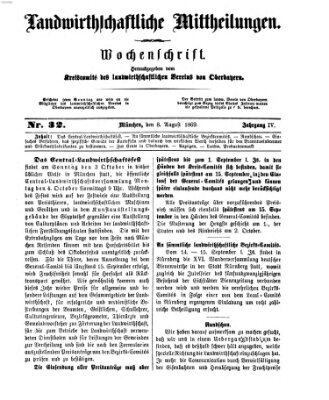 Landwirthschaftliche Mittheilungen Sonntag 8. August 1869