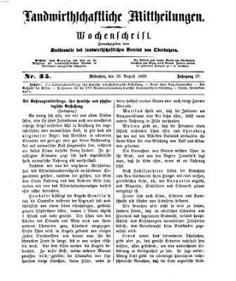 Landwirthschaftliche Mittheilungen Sonntag 29. August 1869