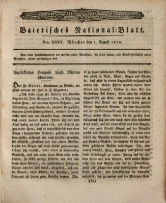 Baierisches National-Blatt Dienstag 1. August 1820