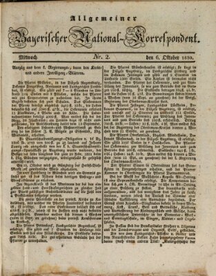 Allgemeiner bayerischer National-Korrespondent Mittwoch 6. Oktober 1830