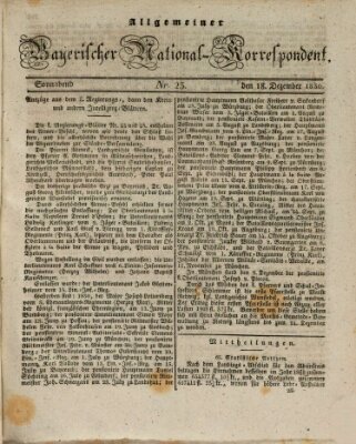 Allgemeiner bayerischer National-Korrespondent Samstag 18. Dezember 1830