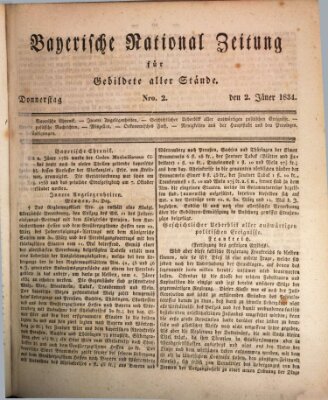 Bayerische National-Zeitung Donnerstag 2. Januar 1834