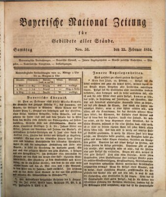 Bayerische National-Zeitung Samstag 22. Februar 1834