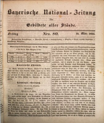 Bayerische National-Zeitung Freitag 21. März 1834