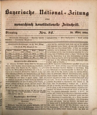 Bayerische National-Zeitung Dienstag 25. März 1834