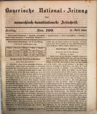 Bayerische National-Zeitung Freitag 11. April 1834