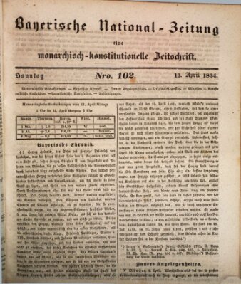 Bayerische National-Zeitung Sonntag 13. April 1834