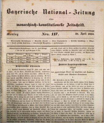 Bayerische National-Zeitung Montag 28. April 1834