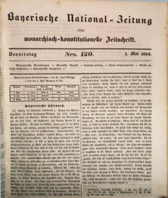 Bayerische National-Zeitung Donnerstag 1. Mai 1834