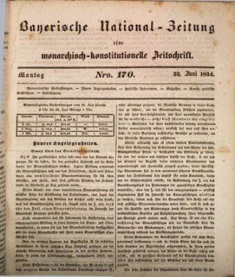 Bayerische National-Zeitung Montag 23. Juni 1834