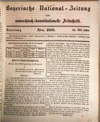 Bayerische National-Zeitung Donnerstag 24. Juli 1834