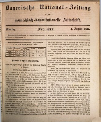 Bayerische National-Zeitung Montag 4. August 1834