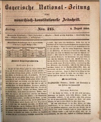 Bayerische National-Zeitung Freitag 8. August 1834