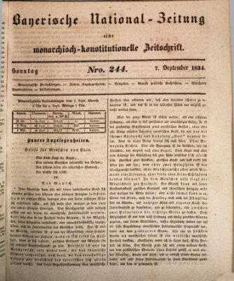 Bayerische National-Zeitung Sonntag 7. September 1834