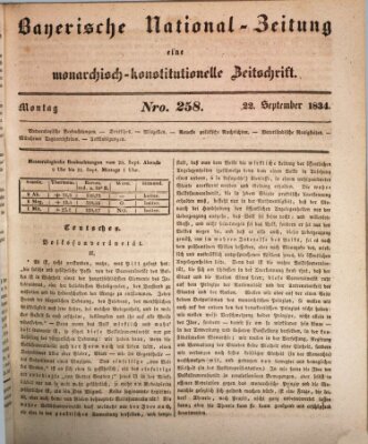 Bayerische National-Zeitung Montag 22. September 1834
