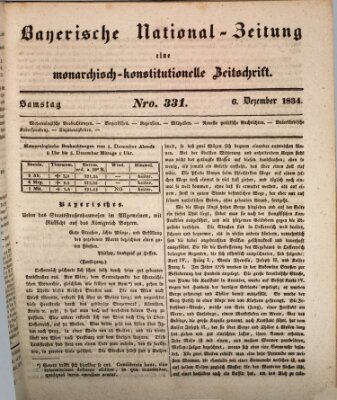Bayerische National-Zeitung Samstag 6. Dezember 1834