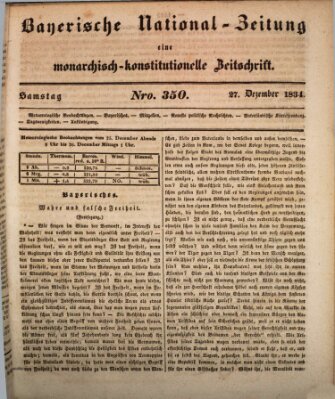 Bayerische National-Zeitung Samstag 27. Dezember 1834