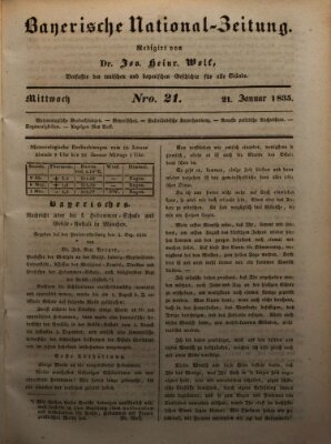 Bayerische National-Zeitung Mittwoch 21. Januar 1835