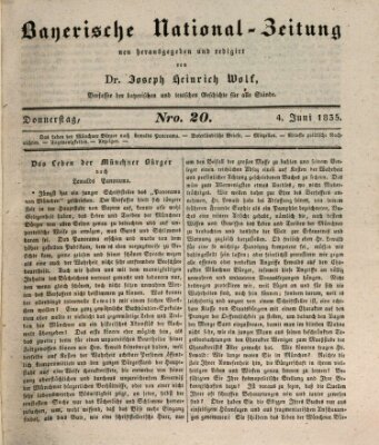 Bayerische National-Zeitung Donnerstag 4. Juni 1835