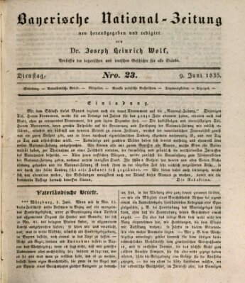 Bayerische National-Zeitung Dienstag 9. Juni 1835