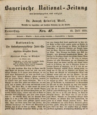 Bayerische National-Zeitung Donnerstag 23. Juli 1835