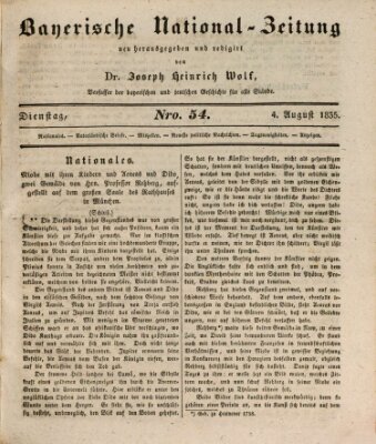 Bayerische National-Zeitung Dienstag 4. August 1835