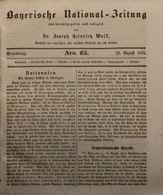 Bayerische National-Zeitung Sonntag 23. August 1835