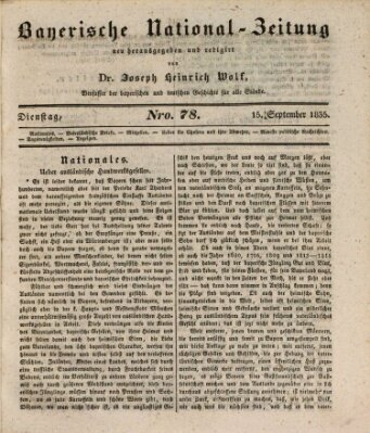Bayerische National-Zeitung Dienstag 15. September 1835