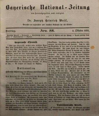 Bayerische National-Zeitung Freitag 2. Oktober 1835
